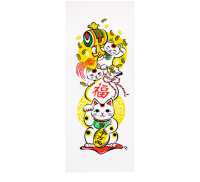 Tenugui - Kot Maneki Neko- japoński ręczniczek na szczęście